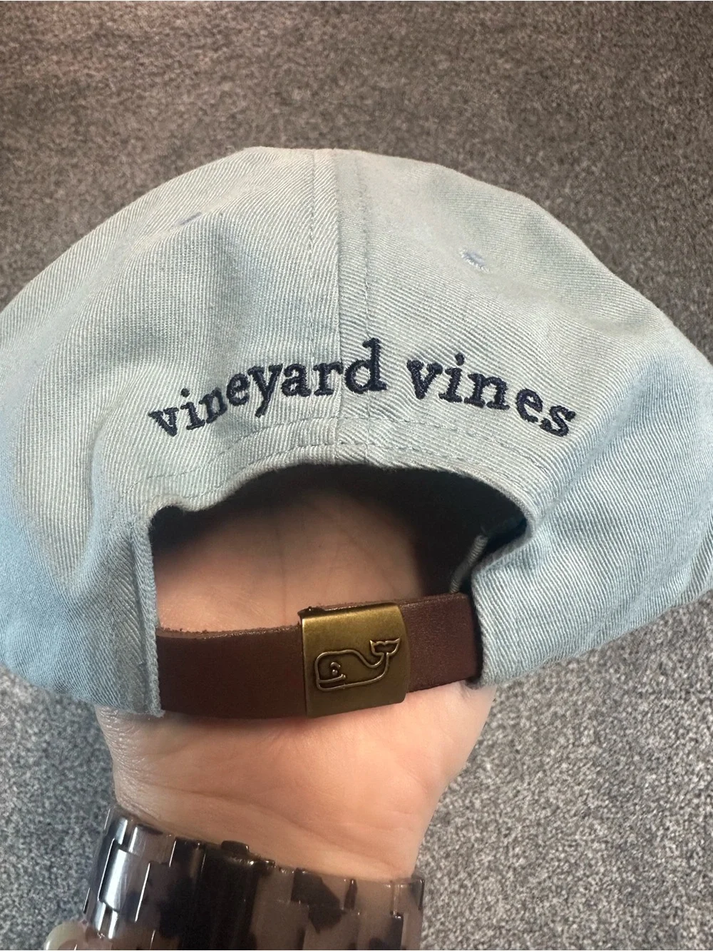 Vineyard Vines Sky Blue Denim Whale Baseball Cap